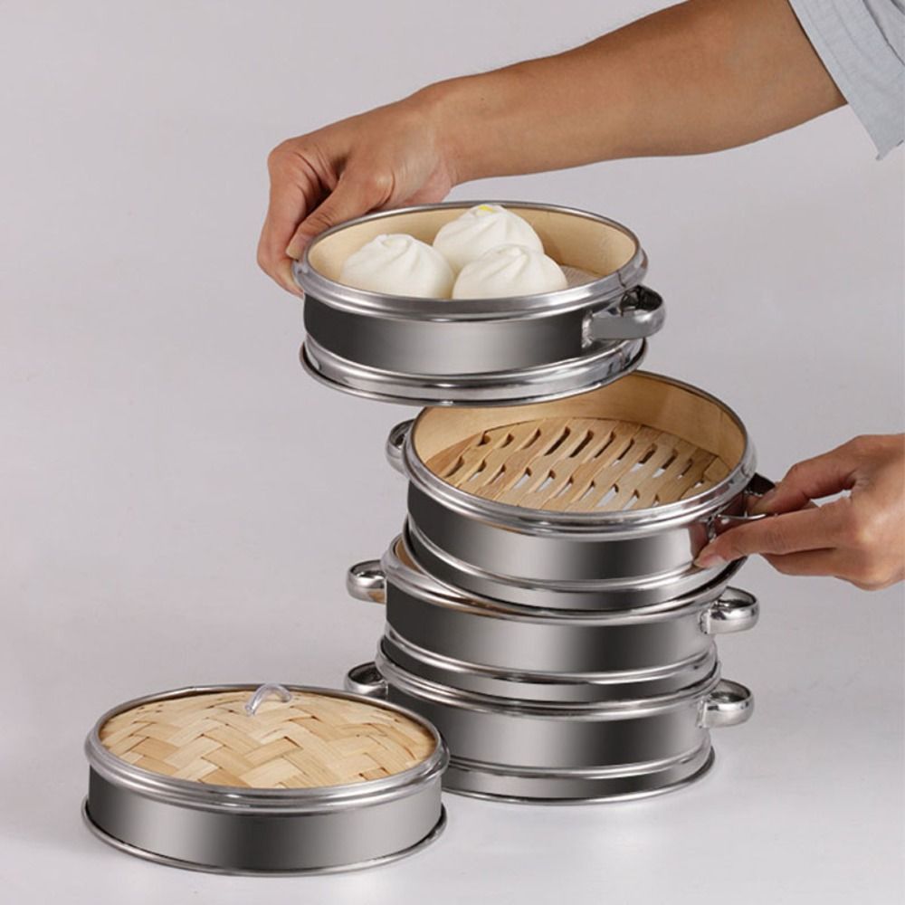 Bao Steamer Bamboo - Outil de cuisson rond Dim Sum,